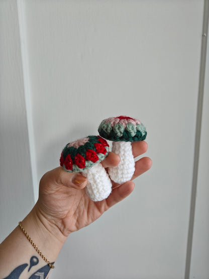 Granny stitch mushroom ornament